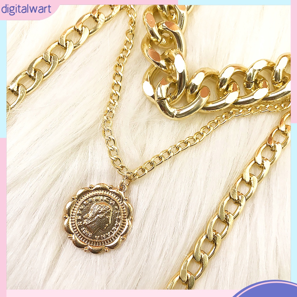 Dây chuyền nữ nhiều lớp mặt khắc chữ QUEEN phong cách hip hop