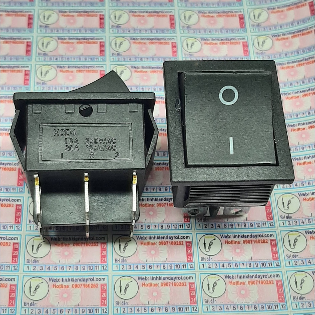 Công tắc hình con thuyền KCD4 16A 250VAC 2 chế độ 6 chân kích thước 31x25mm
