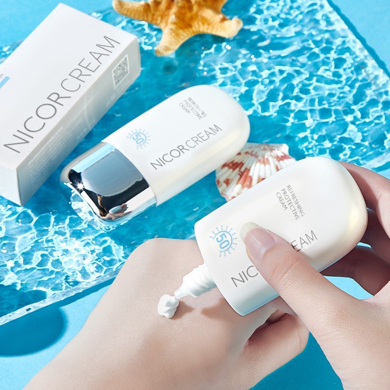 Kem chống nắng trắng da chống nước NICOR 50g bảo vệ da với SPF 50+ PA++++ giúp da sáng rạng rỡ A216