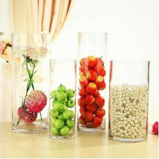 Bình Bông Lọ Hoa Thủy Tinh Trang Trí Trụ Tròn Cao 20cm