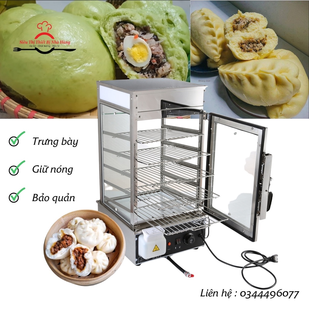 Tủ hấp nóng bánh bao 5 tầng, Tủ trưng bày và giữ nóng bánh bao, Tủ bánh bao uy tín chất lượng