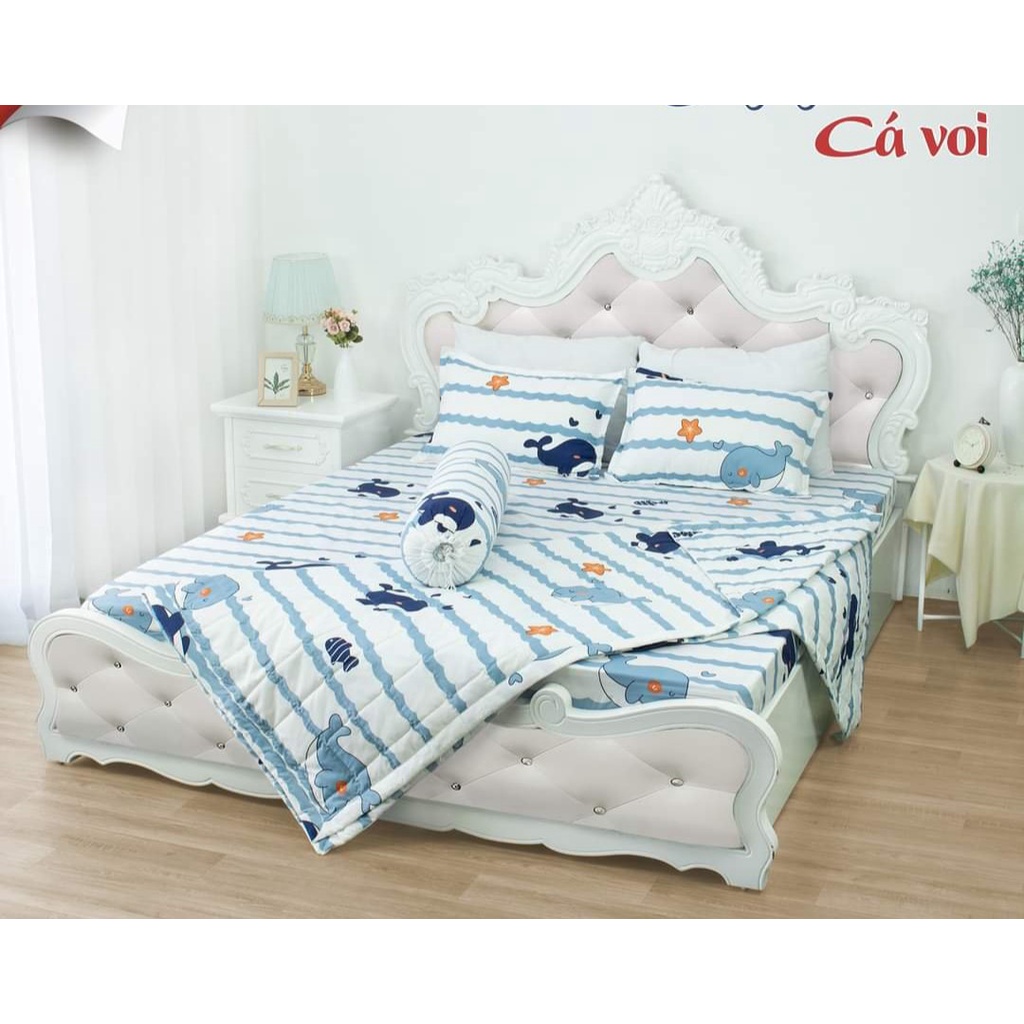 Bộ chăn hè ga gối kèm vỏ gối ôm 5 món 1m6x2m