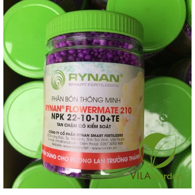 Phân Tan Chậm RYNAN FLOWERMATE 210 lọ 150g, Phân Bón Thông Minh NPK 22-10-10+TE