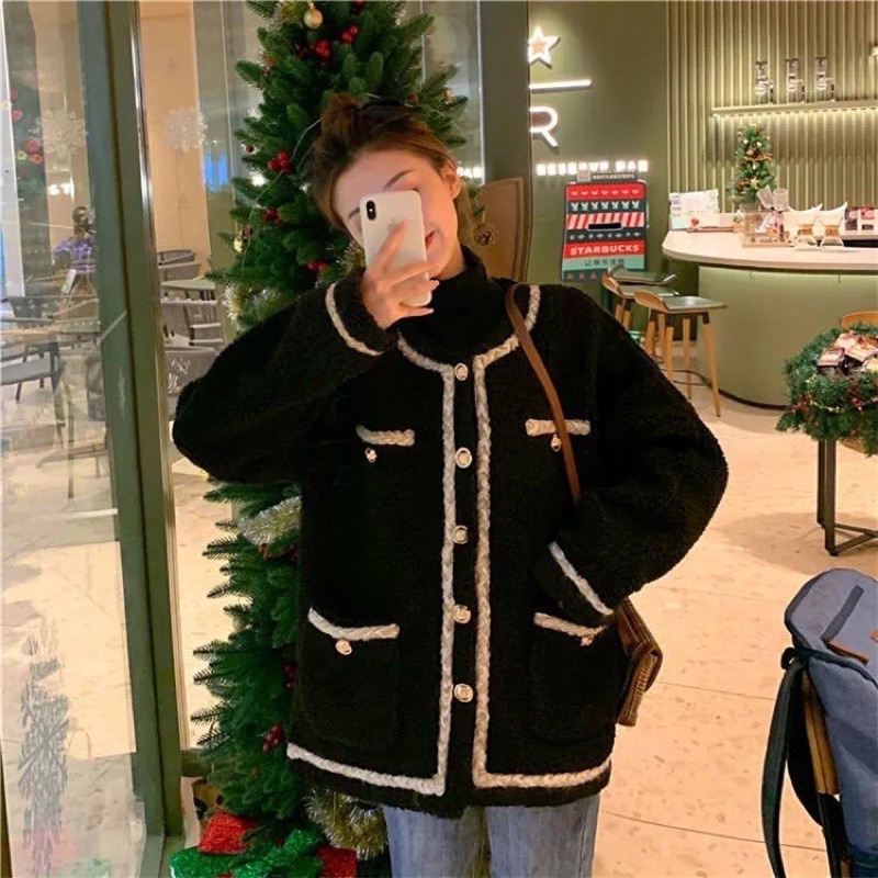 Áo Khoác Len Lông Cừu Viền Thừng Túi Bên Siêu Xinh Có Ảnh Thật Kèm Video | BigBuy360 - bigbuy360.vn