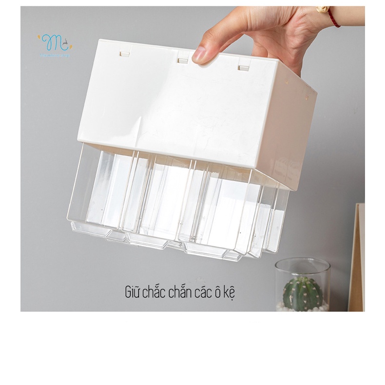 Hộp 9 ngăn kéo,kệ 9 ô mini chống bụi lưu trữ để bàn văn phòng phẩm trang sức/vòng tay/mỹ phẩm dễ thương Hàn Quốc