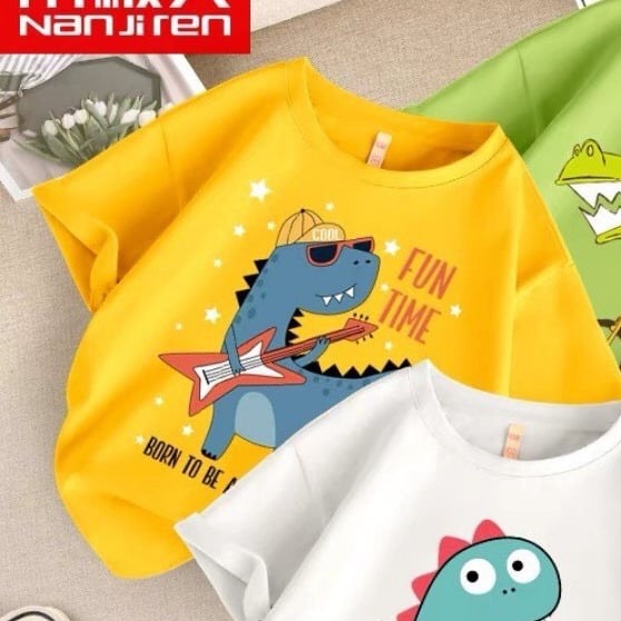 Áo Cộc Tay Hình Khủng Long Cho Bé Trai Bé Gái Ken Store