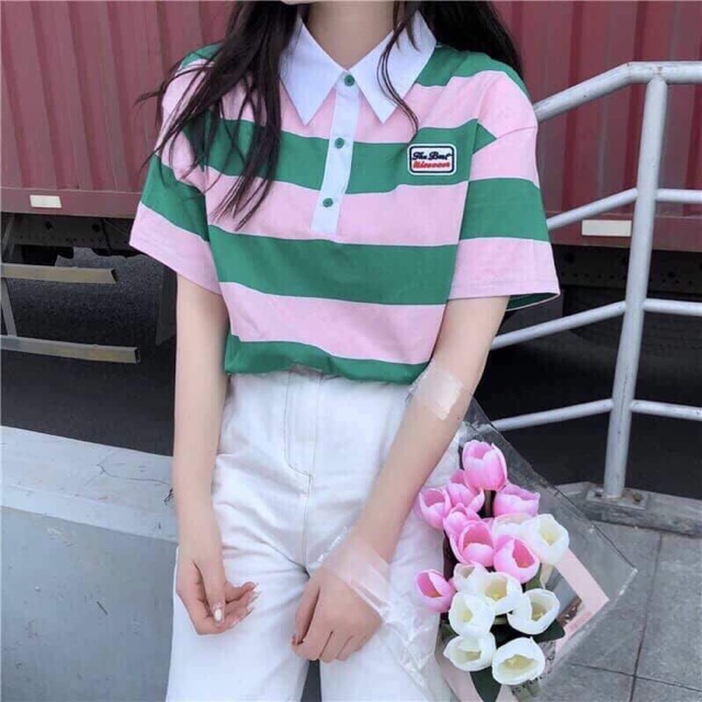 Áo kẻ cổ bẻ