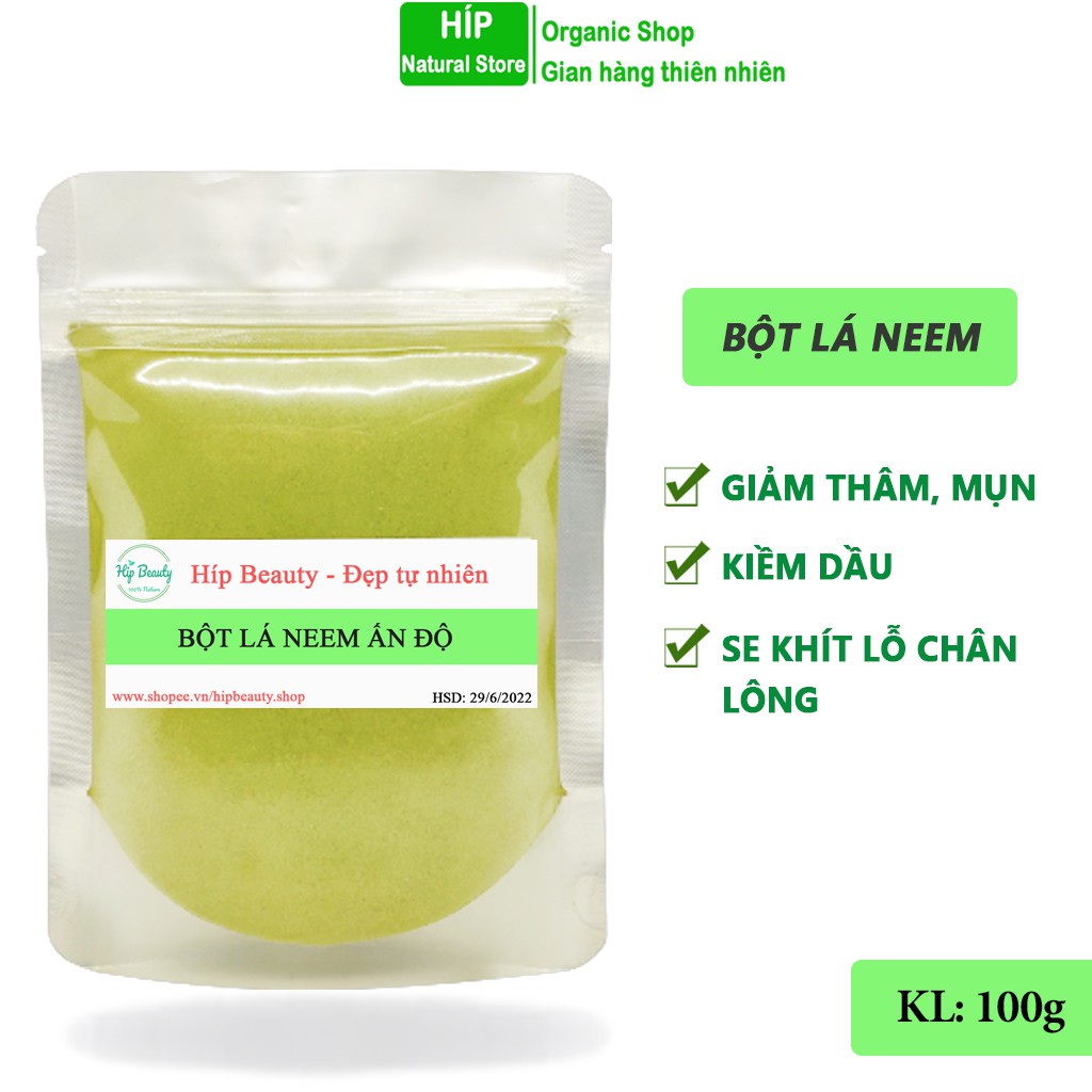 Bột lá neem Ấn Độ nguyên chất handmade, bột lá neem chăm sóc da organic