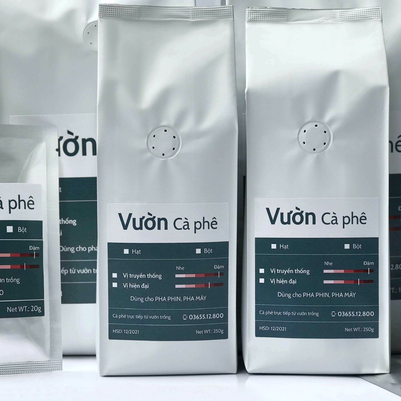 500G Cà phê VỊ HIỆN ĐẠI, Arabica phối hợp Robusta rang xay nguyên chất, pha phin pha máy Vườn Cà phê