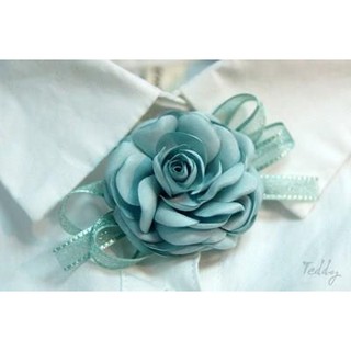 Cài áo hoa hồng lụa nơ voan handmade RP031