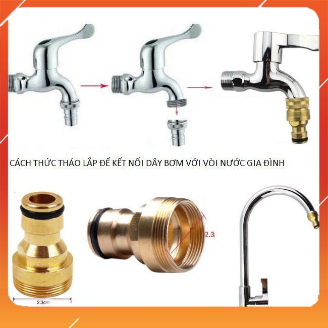 Bộ dây vòi xịt bơm nước tưới rửa ✔, tăng áp 3 lần, loại 15m 206701 đầu đồng,cút,nối PE