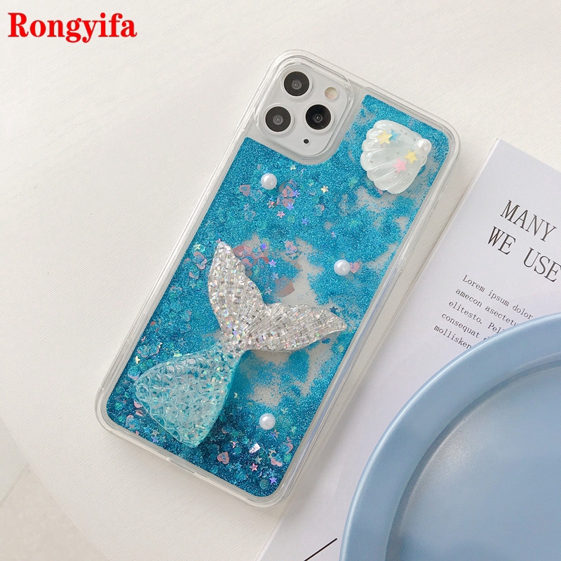 Samsung Galaxy S10 5G S10e S10+ S9+ S8+ S9 Plus Phone Case Mermaid Quicksand Liquid Pearl Shell Glitter Bling TPU Case Cover