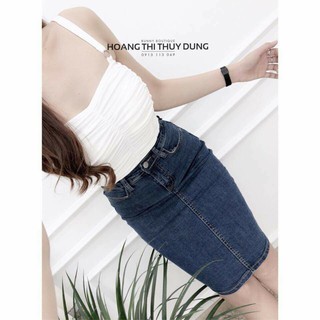 Chân váy jean ôm có ảnh video chụp thật
