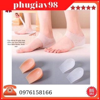 Cặp silicon lót giày tăng chiều cao có đệm khí, Cặp vớ silicon đệm gót chân tăng chiều cao 3 cm chuẩn cao cấp  hot