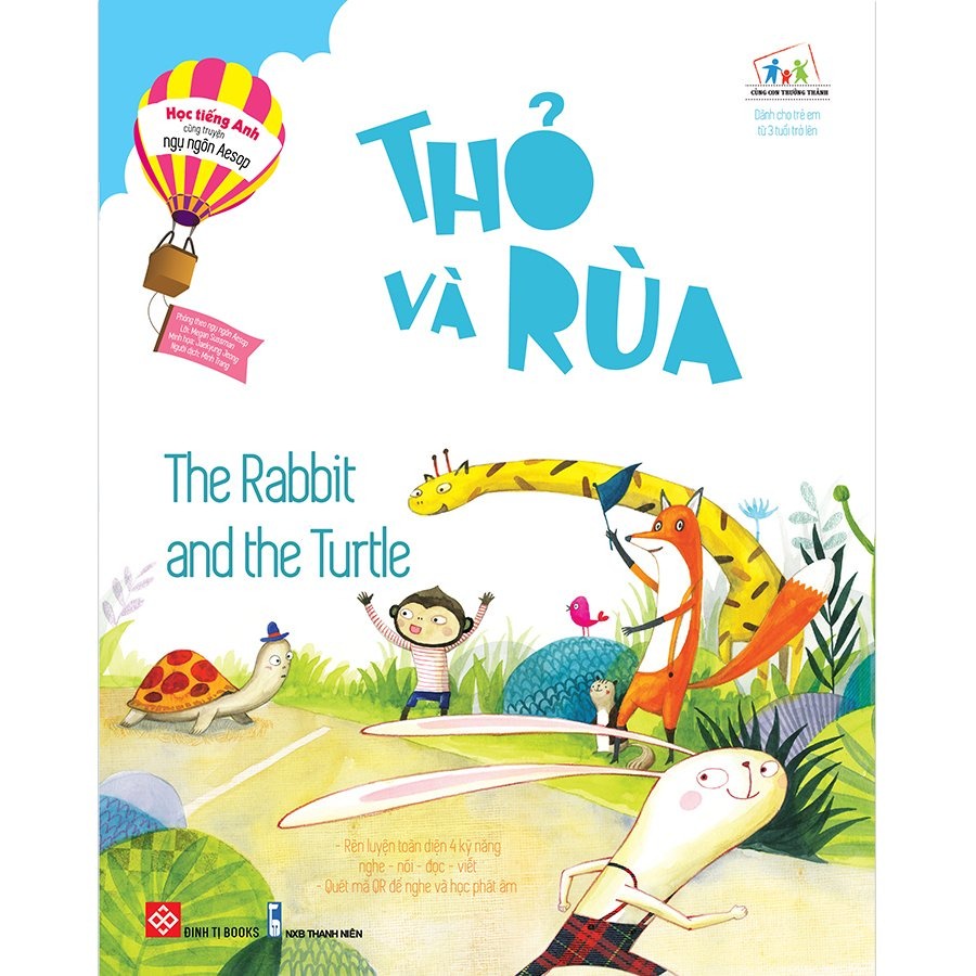 Sách-Học tiếng Anh cùng truyện ngụ ngôn Aesop - Thỏ và Rùa - The Rabbit and the Turtle