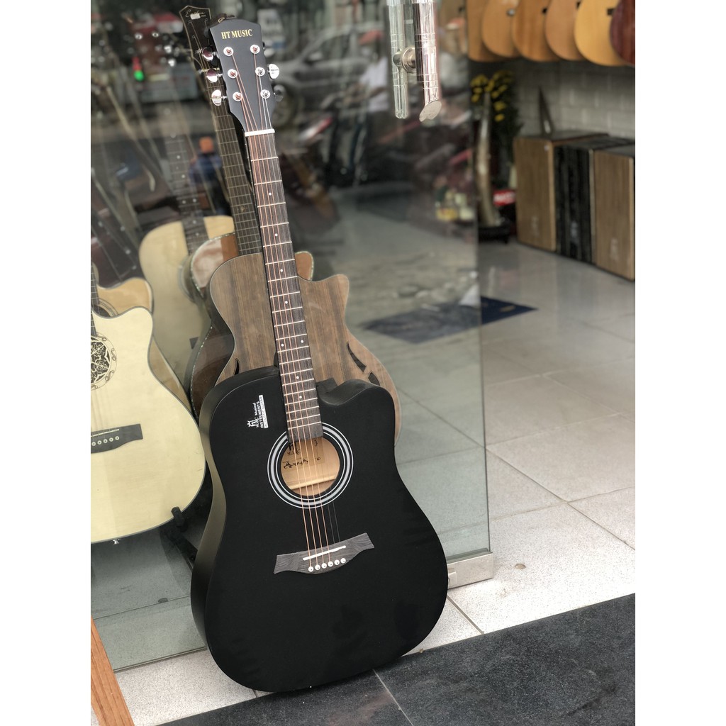 [Tặng kèm phụ kiện] Đàn guitar acoustic HT music giá rẻ sinh viên màu đen