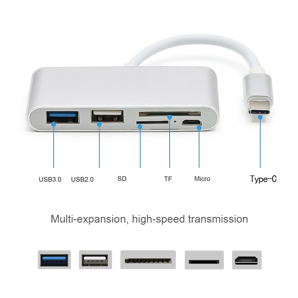 Đầu đọc USB 3.1 loại C sang OTG có hỗ trợ đầu đọc thẻ SD / TF và Bộ chuyển đổi nguồn Micro USB