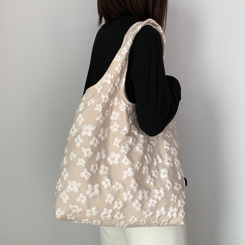 Túi Xách Đeo Vai Chất Liệu Canvas Phối Ren Hoa GXYXB033