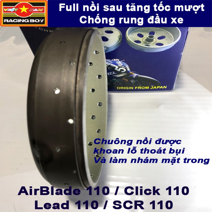 Full bộ nồi sau AirBlade 110, Lead 110, Click 110, SCR 110 - Tăng tốc mượt  Chống rung đầu xe