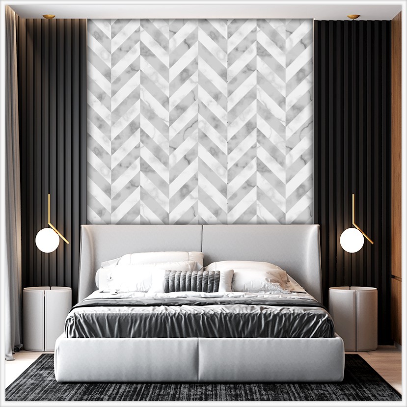 Decal Dán Tường 3D Vân Trắng Xám (N1) | Giấy Dán Tường Chống Nấm Mốc Dễ Dàng Chùi Rửa Vệ Sinh