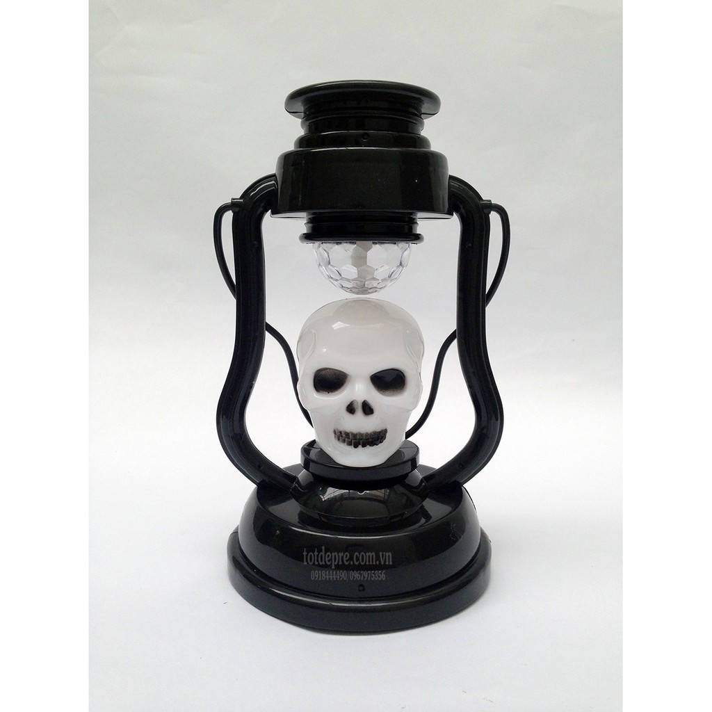 Đèn halloween có nhạc đèn 7 màu - Đèn bão halloween có đèn nhạc hình bí ngô hoặc đầu lâu ( đèn  măng xông halloween)