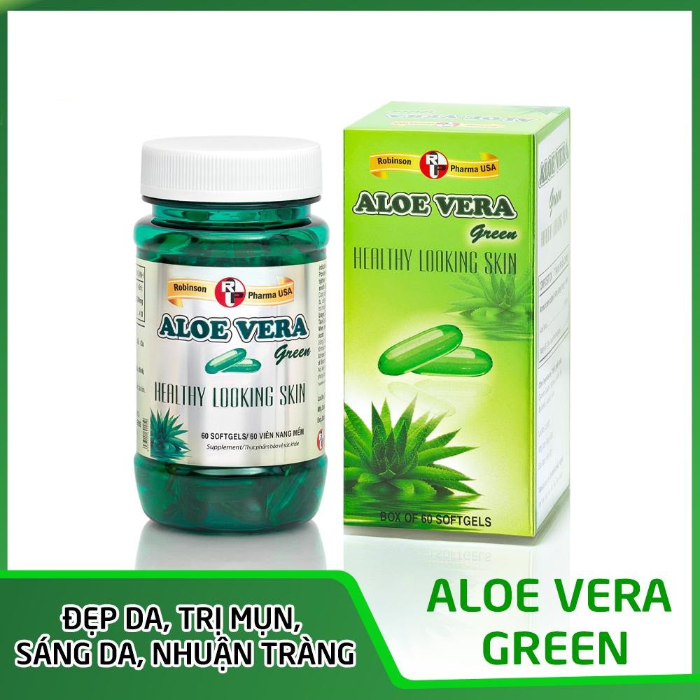 Aloe Vera Green – Viên uống lô hội giúp dưỡng da, giữ ẩm da, ngăn ngừa lão hóa (lọ 60 viên)