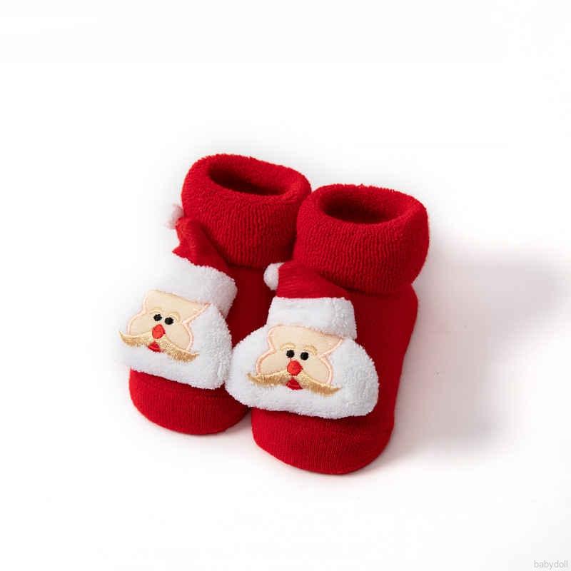 Vớ Cotton Dày Giữ Ấm Chống Trượt In Họa Tiết Hoạt Hình Giáng Sinh Cho Bé