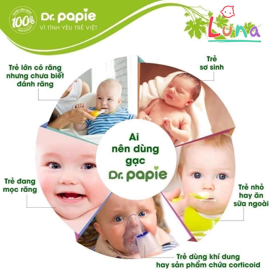 Rơ lưỡi, gạc răng miệng thảo dược Dr Papie cho bé