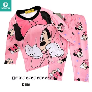 [11 40kg] Bộ ngủ dài tay cho bé gái thun lạnh in 3D hoạt hình công chúa kitty pony dễ thương D186