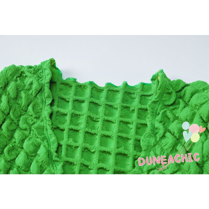 DUNEA Set đồ gồm áo croptop tay dài cổ chữ V và chân váy màu trơn thắt dây thời trang