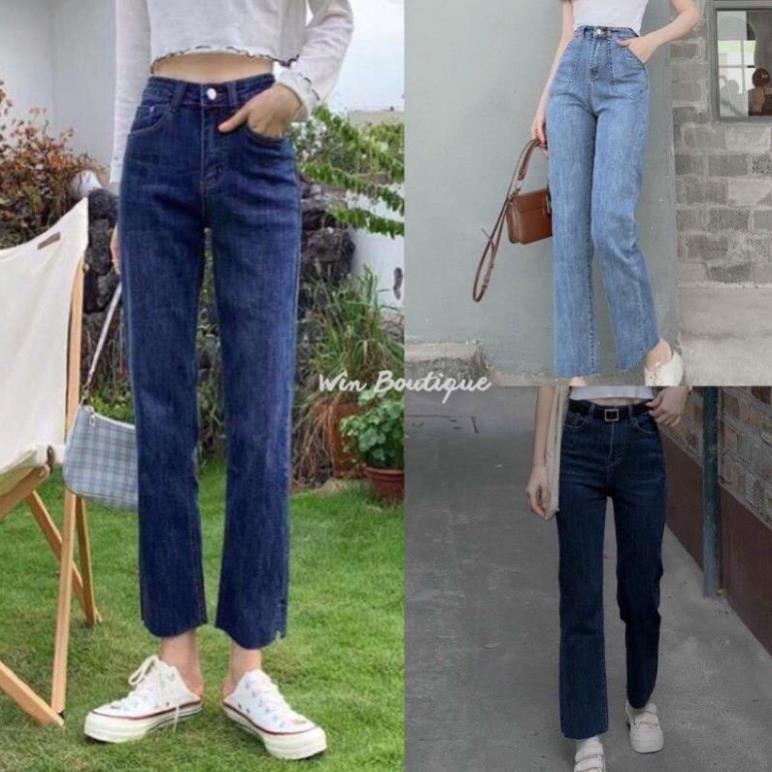 Quần bò jeans nữ ống đứng co dãn 4 chiều quần jean nữ cạp cao Win Boutique