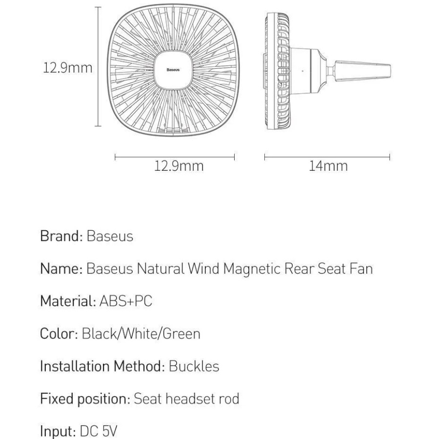 [Chính Hãng - Sẵn] Quạt mini gắn lưng ghế dùng trên xe ô tô Baseus Natural Wind Magnetic Rear Seat Fan - LV824