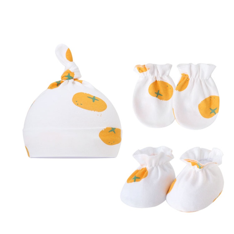 Bộ Nón + Găng Tay + Vớ Cotton In Họa Tiết Hoạt Hình Dễ Thương Cho Bé Sơ Sinh