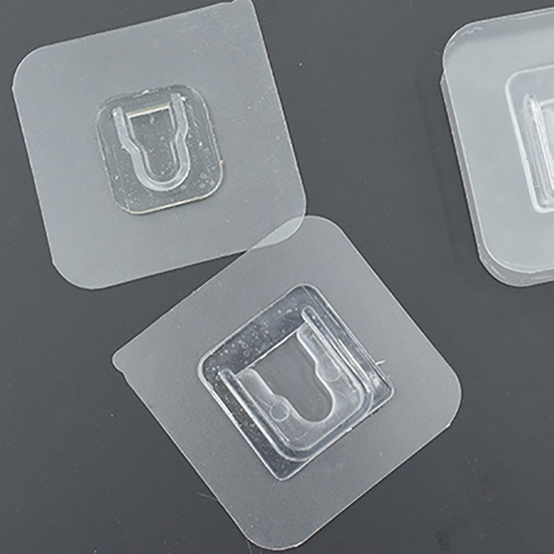 Set 1 / 3 / 5 Móc Treo Phích Cắm Dán Tường Hai Mặt Trong Suốt Chống Nước Chống Dầu Giá Đỡ