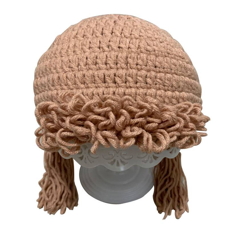 Mũ Len Đính Tóc Giả Kiểu Công Chúa Dễ Thương Cho Mẹ Và Bé