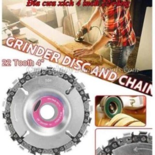 Đĩa lưỡi cưa xích cắt gỗ 4 inch - Đĩa cưa dây xích tròn phay phá gỗ gắn máy mài cầm tay