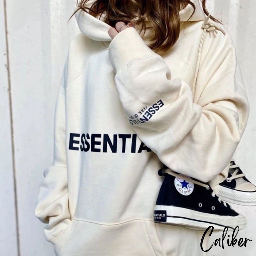 Áo Hoodie Unisex in cao nổi ESSENTIALS, nhiều màu chất nỉ bông có mũ phong cách Ulzzang form rộng