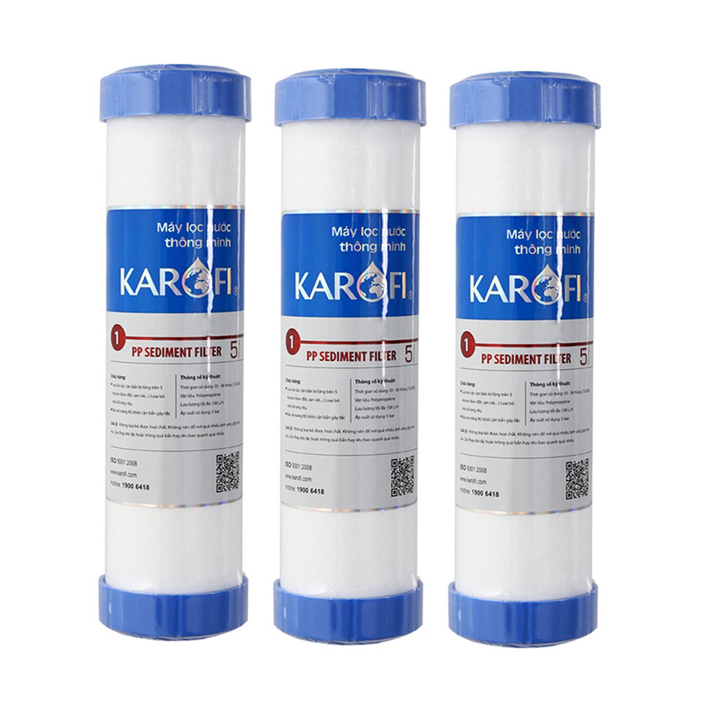 Bộ 3 lõi lọc nước số 1 Karofi chính hãng, thay thế cho máy lọc nước Karofi