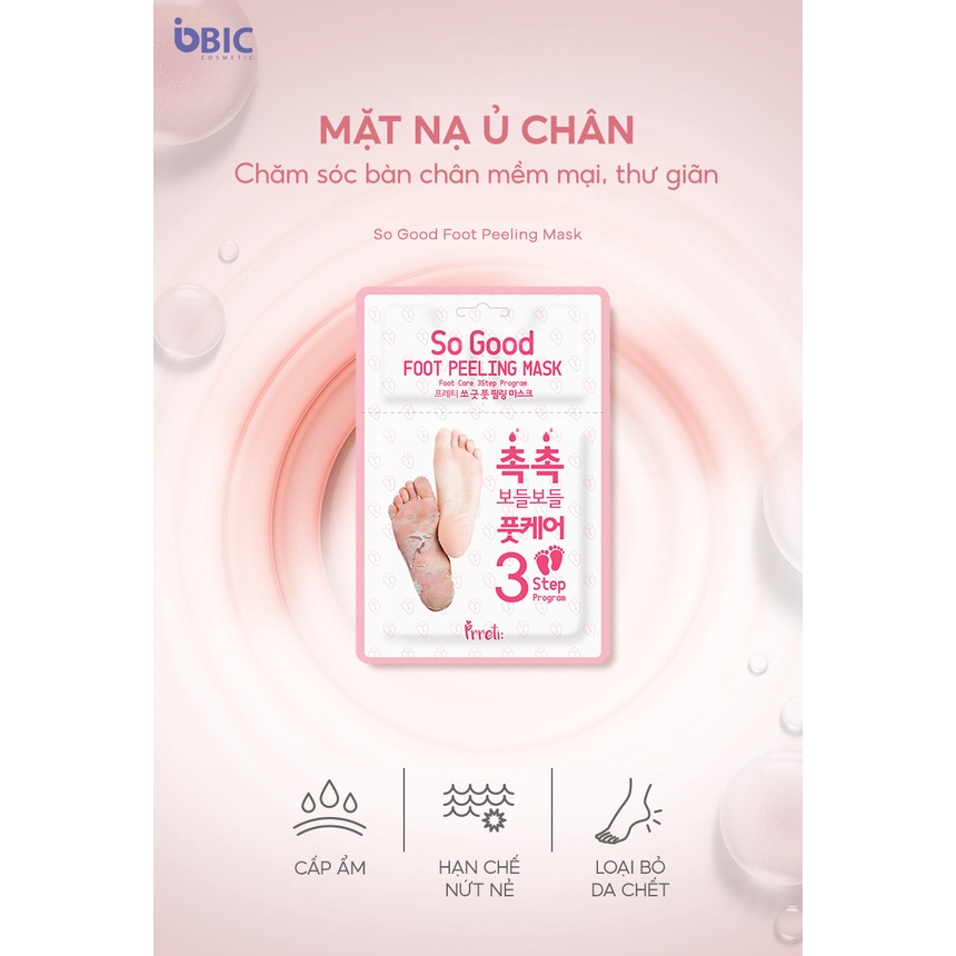 Mặt nạ chân dạng lột tẩy tế bào chết Hàn Quốc Prreti ủ chân loại bỏ vết chai sần chăm sóc da chân nứt nẻ