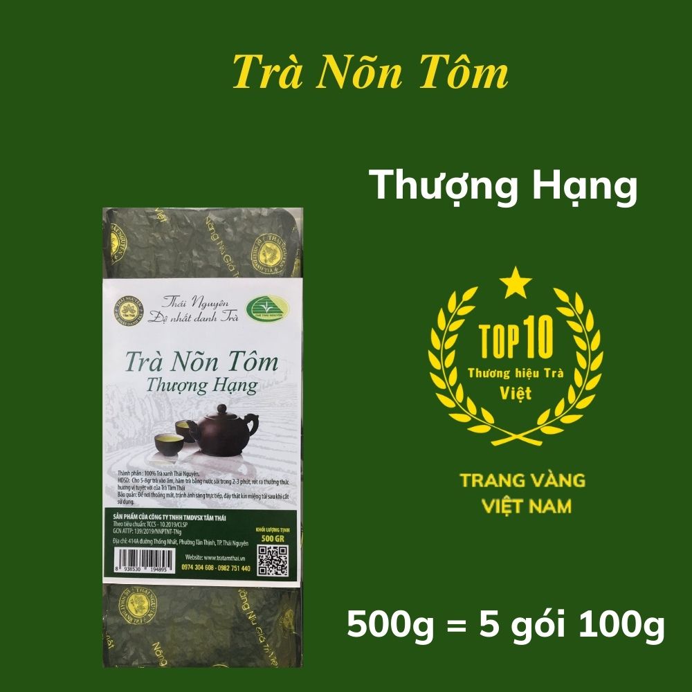 Trà Nõn Tôm THƯỢNG HẠNG 500g Chè Thái Nguyên Trà Xanh Tâm Thái Trà Nõn Tôm Tân Cương 5 gói 100g