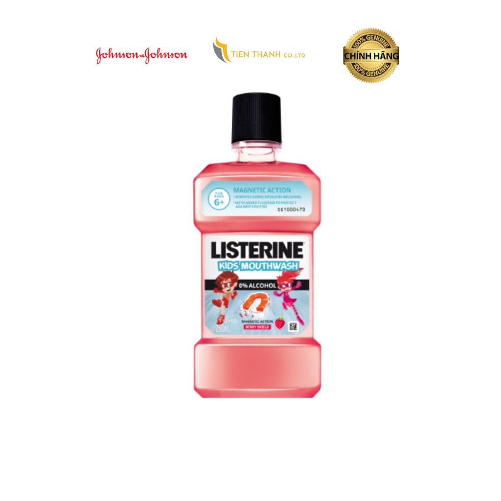 Nước súc miệng Listerine Kids dành riêng cho trẻ trên 6 tuổi 250ml-Hàng chính hãng.