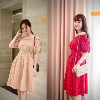 Đầm xoè caro vai nhúng trễ vai kèm belt MP807 VD4 🎀- kèm hình chụp thật sp 💯