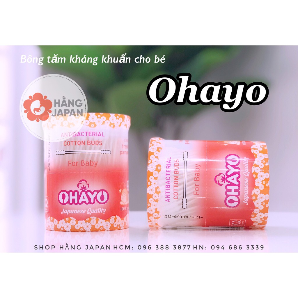 Tăm bông OHAYO KHÁNG KHUẨN BABY XOẮN 100% - An toàn - Hộp 180