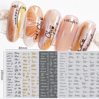 Sticker chữ ký nail, hình chữ dán móng các mẫu