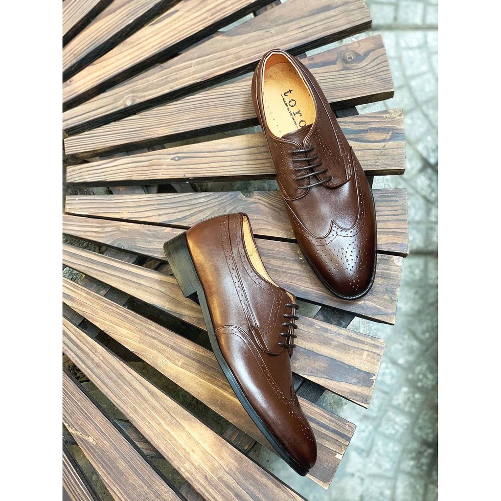 Giày Tây Cột dây Derby da bò nguyên tấm Toroshoes mã M607.1 Nâu Xậm