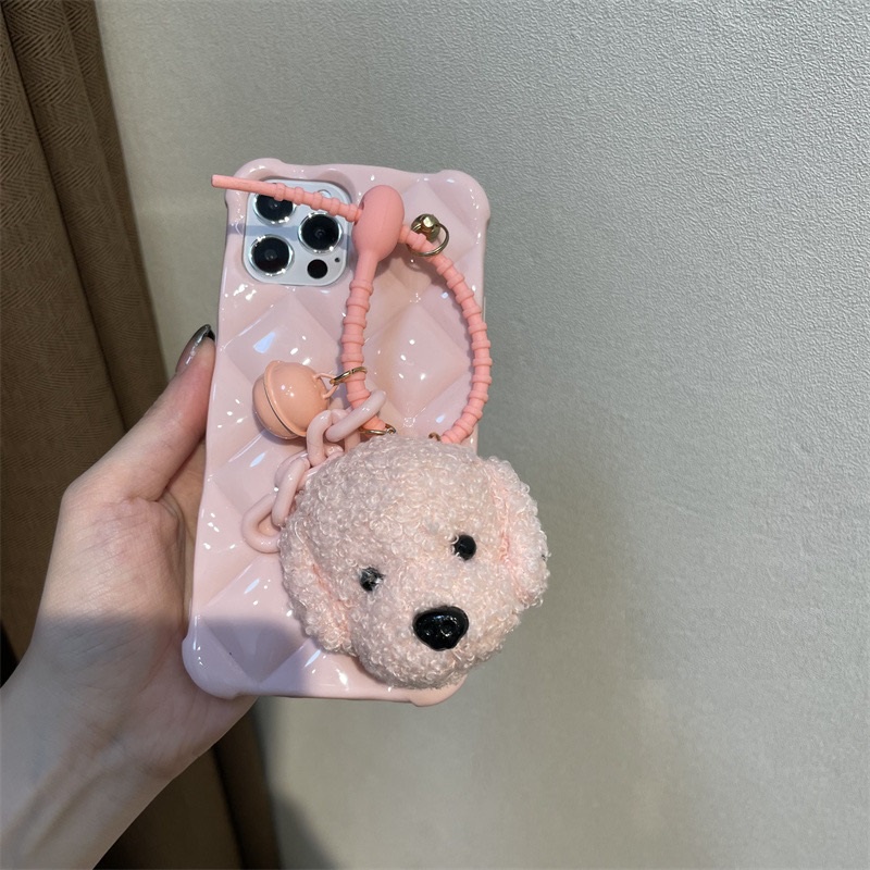 Ốp Điện Thoại TPU Mềm Hình Cún Bông Gắn Dây Xích Cho Iphone 14 13 12promax 11 pro max xs max xr x 7plus