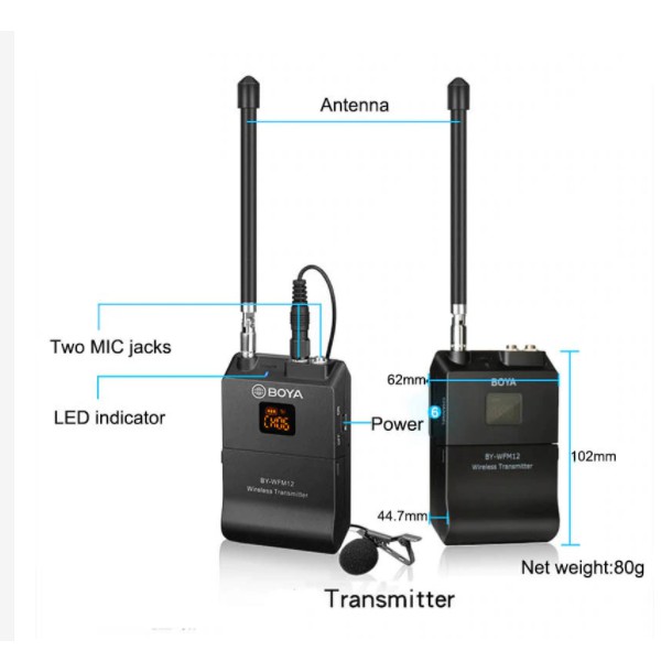 Micro không dây BOYA BY-WFM12 cho máy ảnh điện thoại