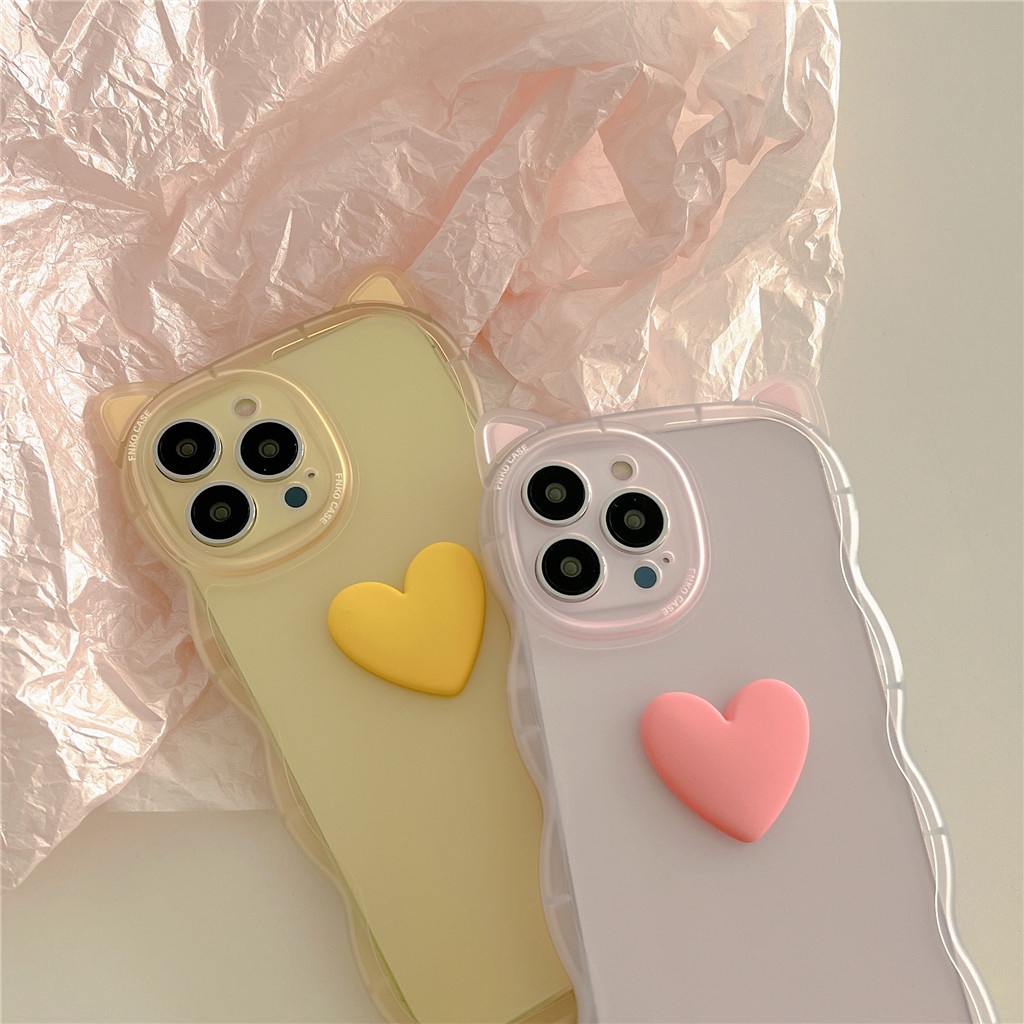 Ốp Điện Thoại TPU Mềm Trong Suốt Họa Tiết Tai Mèo Dễ Thương Cho iphone 13 Pro Max 12 Pro Max