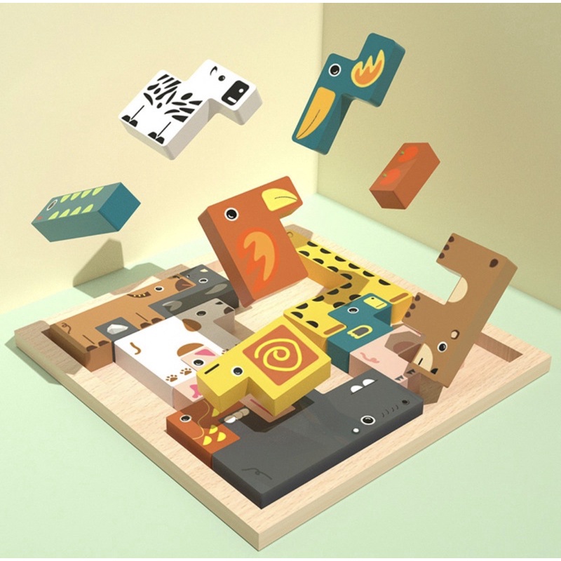 Trò chơi ghép tranh hoạt hình bằng gỗ giúp phát triển trí tuệ đồ chơi Montessori - Shop BondKids