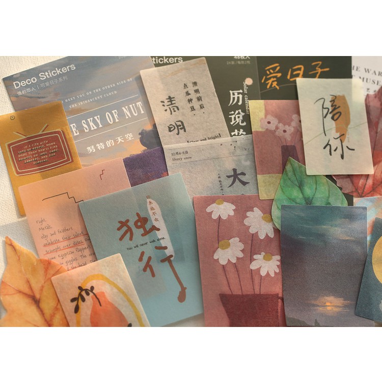 Bộ Sticker Nhãn Dán Giấy Cho Những Bạn Yêu Thích Bưu Thiếp (Nhãn Dán Mẫu Chữ Tiếng Trung)